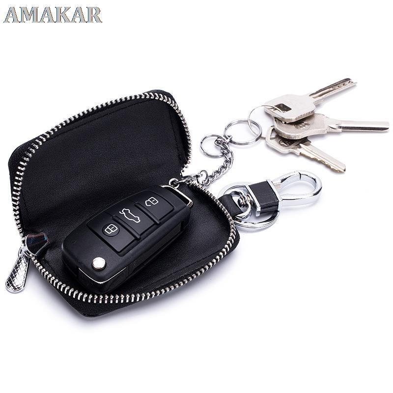 Fashion Genuine Leather Car Key Bag Unisex Crocodile Print Zipper Top Quality Cow Split Key Organizer Purse