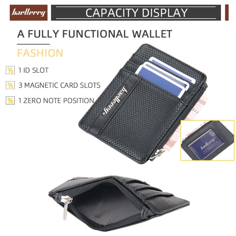 Men Small Credit Card Holder PU Leather Wallet Male Travel Slim Casual Money ID Card Coin Purse Change Business Pocket