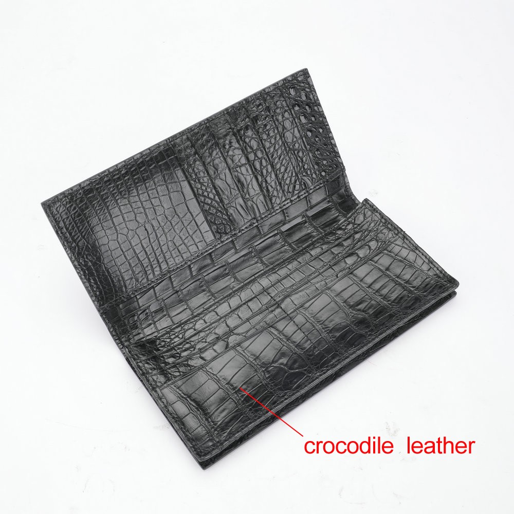 Men's authentic crocodile wallet 2-sided crocodile leather wallets luxury brand design long wallet business man gift