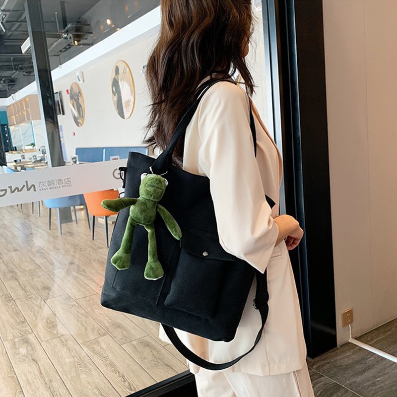 Canvas Bags Women Shopper Handbag Casual Women Handbag 2021 Solid Color Classic Bag Large Capacity Multi Pocket Crossbody Bag