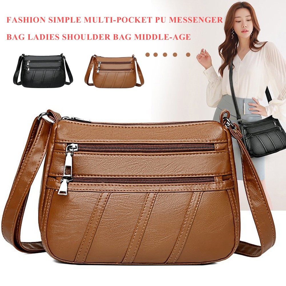 PU Leather Solid Messenger Multi-Pocket Purse Popular Simple Female Daily Bag Fashion Women Shoulder Bags 2020 New