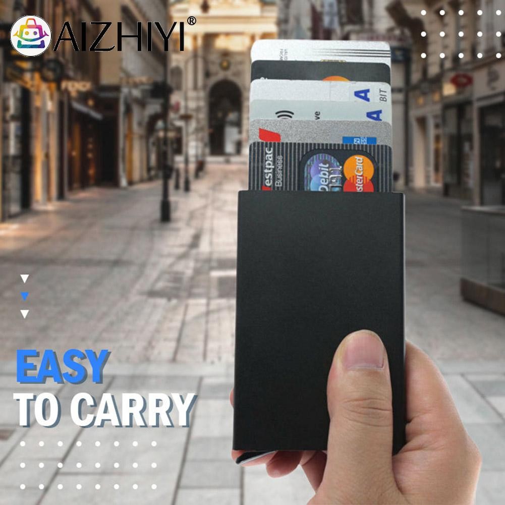 Anti-theft Automatic ID ID Card Holder Small Case Aluminum Protective Bank Credit Card Storage Bag Wallet Purse