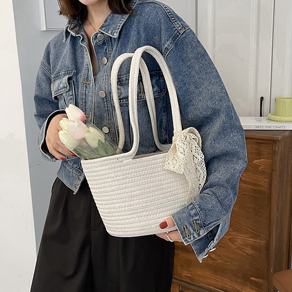 Elegant Holiday Casual Beach Tote Bag Ladies Handle Straw Woven Shoulder Bag Summer Basket Clutch Tote Purses