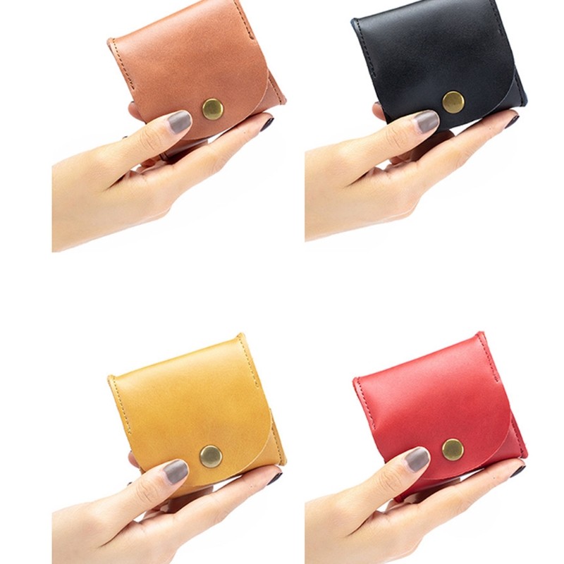 Adult Kids Small Coin Purse Earphone Holder Bag for Women Men PU Leather Small Purse Change Organizer Bag 6 Colors