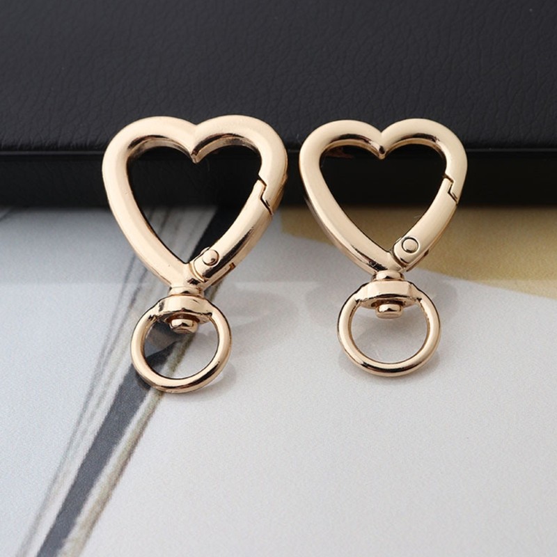 2pcs Bag Accessories Luggage Clasps Handle Heart Shape Lobster Buckle Metal Swivel Clips Snap Hooks Key Rings