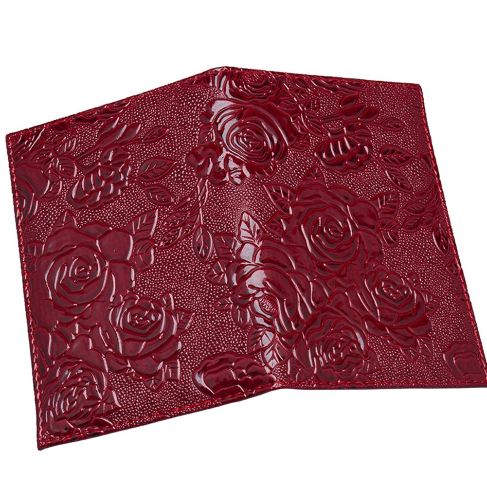 Hot Sale Red 3D Embossed Rose PU Leather Women Passport Holder Embossing Passport Cover Credit Card ID Bag