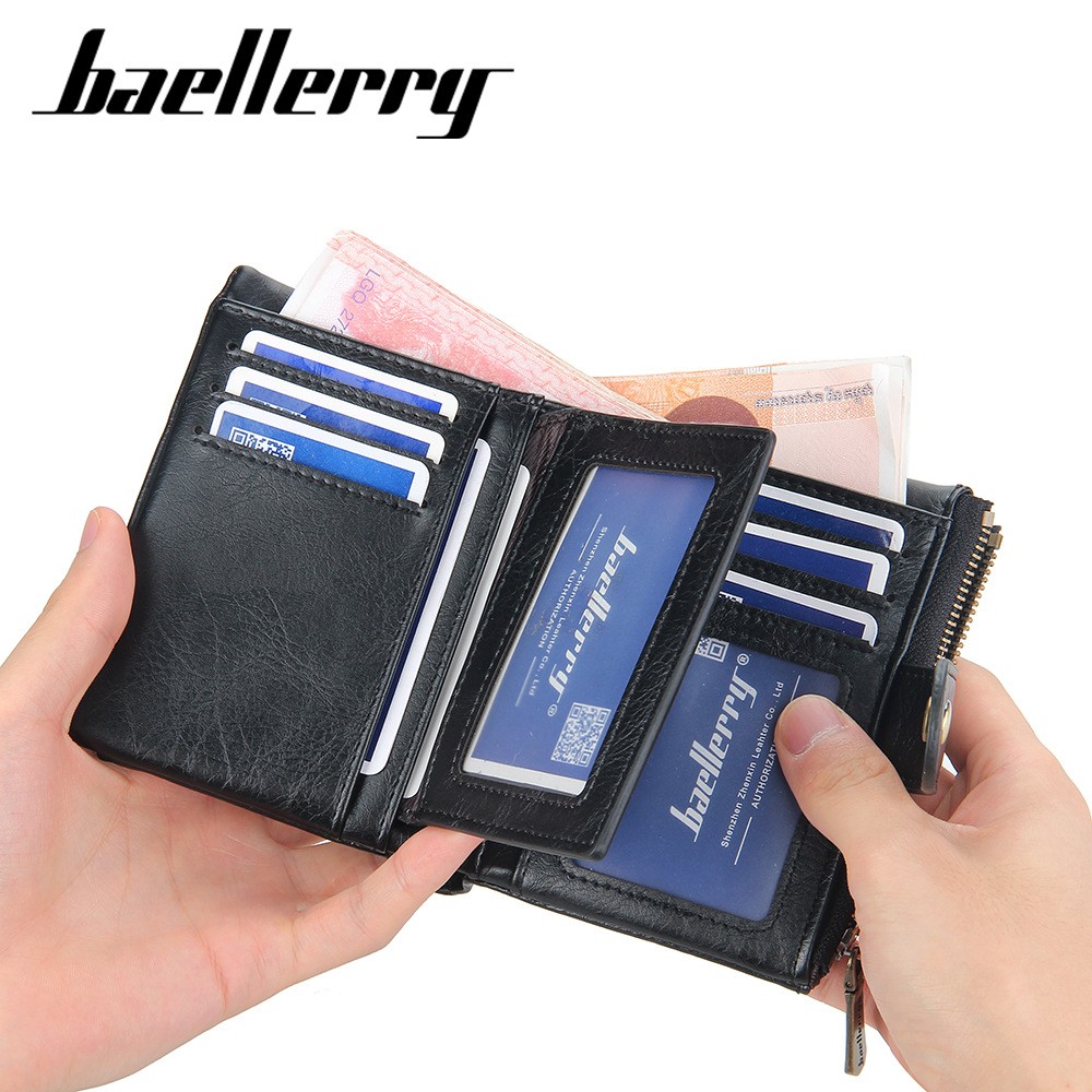 Luxury men's wallet with anti-theft chain card holder wallet fashion retro coin purse leather mini wallet passport cover for men