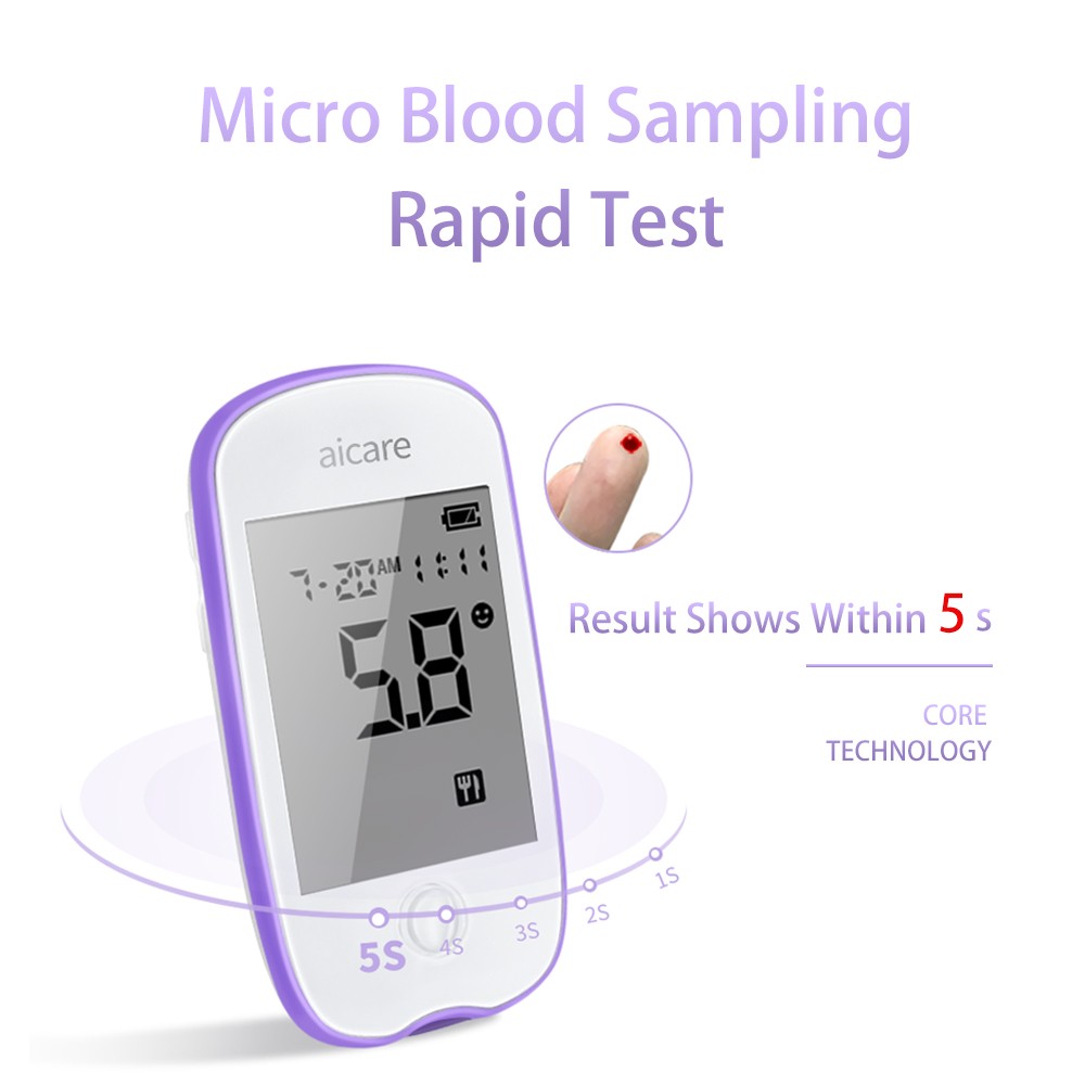 AICARE Blood Glucose Meter Glucometer Diabetic 50/100 Test Strips Lancets Blood Sugar Meter Monitor Medical Devices Tester