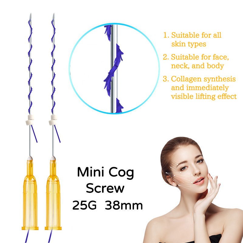 10pcs/bag hot sale mini cog screw pdo barbed suture 25g 38mm fios de facial thread cogs eye lift skin face lift