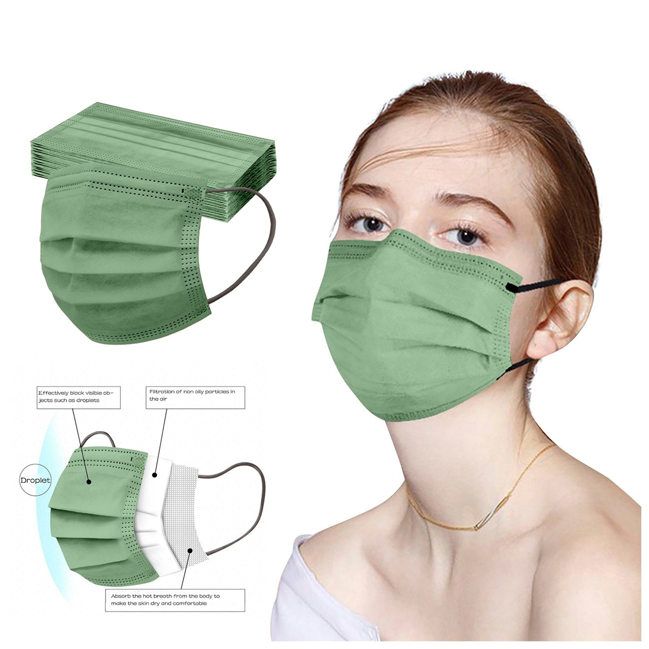 10-100pcs Twisted Twisted Mascarilla Face Mask Disposable Face Mask Mondcaps Protective 3 Layers Morandi Color Mondmakers maseczki