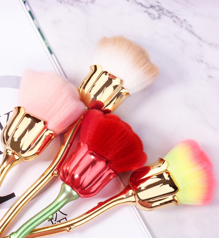 Flower Nail Brush for Manicure Rose Nail Art Brush Nail Extensions Popular Tools Round Small Gel Polish Dust Cleaning Brushes