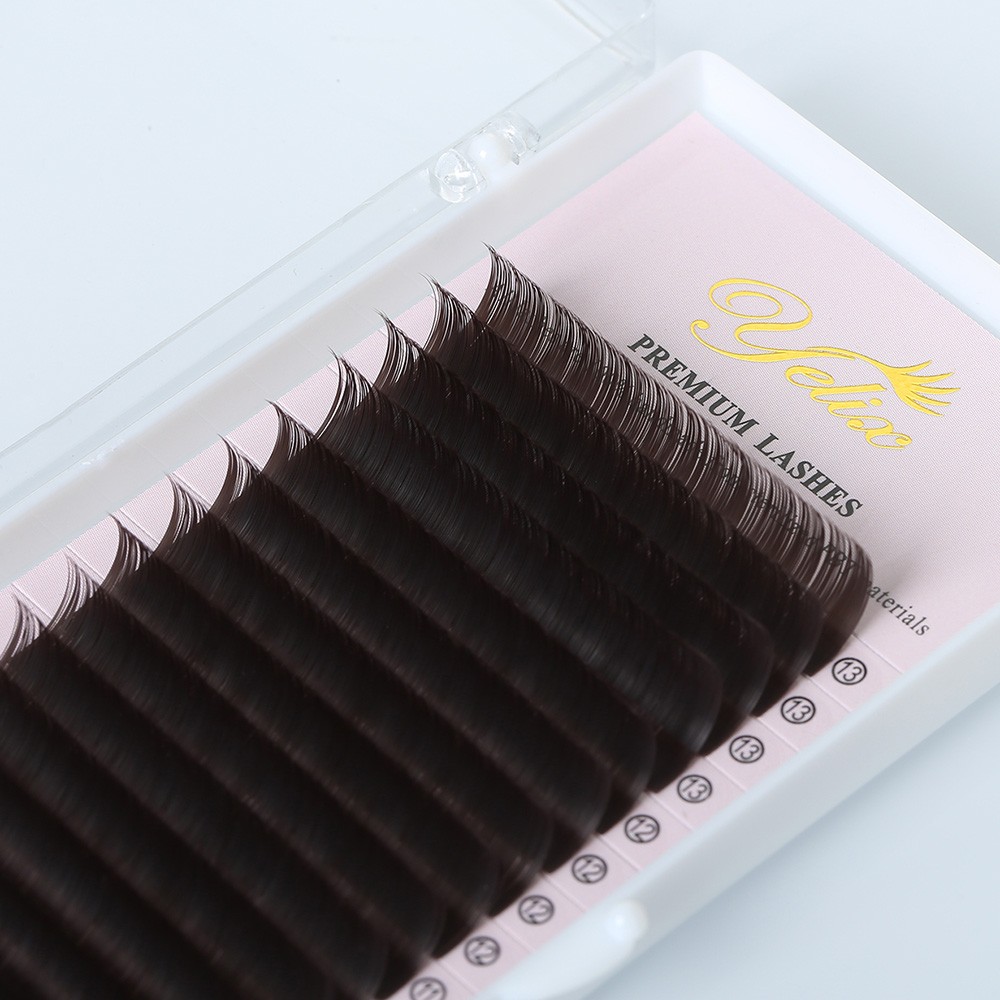 Yelix- Brown False Eyelashes Extensions, Individual Eyelashes, Natural Eyelash Extensions, 16 Lines