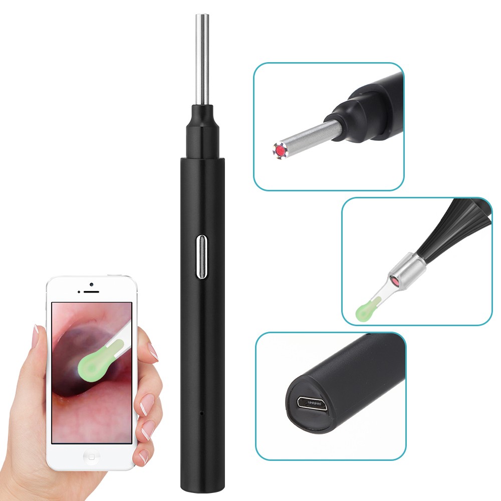 WIFI Otoscope io الذكية البصرية الأذن عصا الأذن الشمع نظافة الأذن ملعقة تنظيف بالمنظار خلال أذني منظار الأذن Borescope الأذن نظيفة