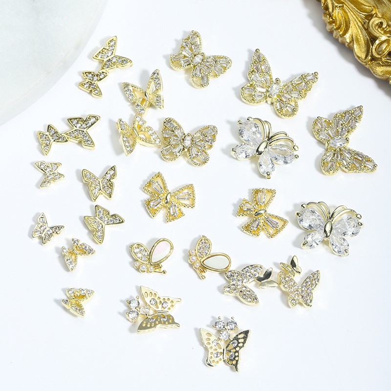 Nail Art Butterfly Jewelry 3D Super Flash Rhinestone Nail Decoration Opal Bow Zircon Rhinestone Butterfly Shape