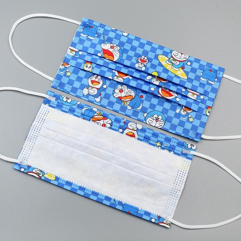 New adult 50pcs cartoon Doraemon cartoon pattern printing thick 3-layer protective comfortable breathable disposable mask