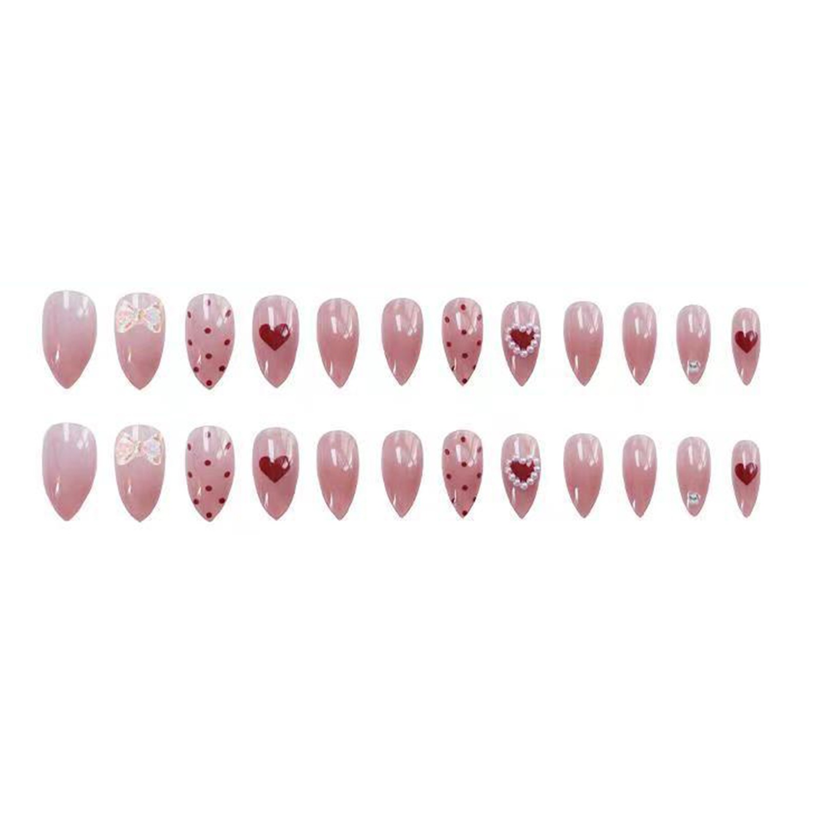 24pcs pearl clothes long paragraph fashion manicure patch false nails saving time wearable gel nail patch TY