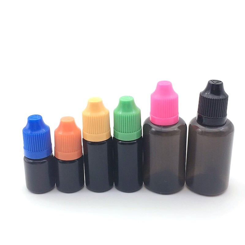 50pcs Empty 5ml 10ml 15ml 30ml Black Soft PE Container Easy Squeeze Plastic Dropper Bottle With Childproof Cap For Liquid Vials