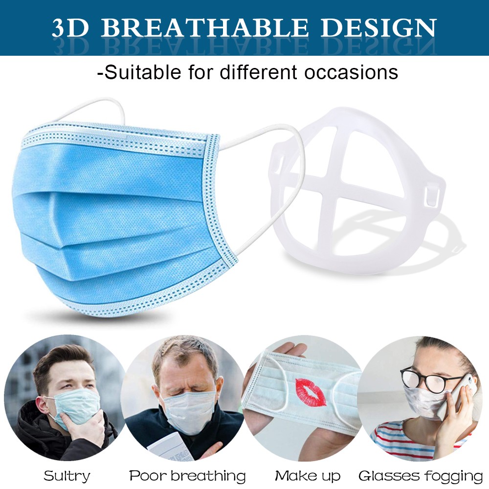 3D Mouth Mask, Breathable Support, Inner Cushion, Plastic, Silicone, Lipstick, Washable, Reusable