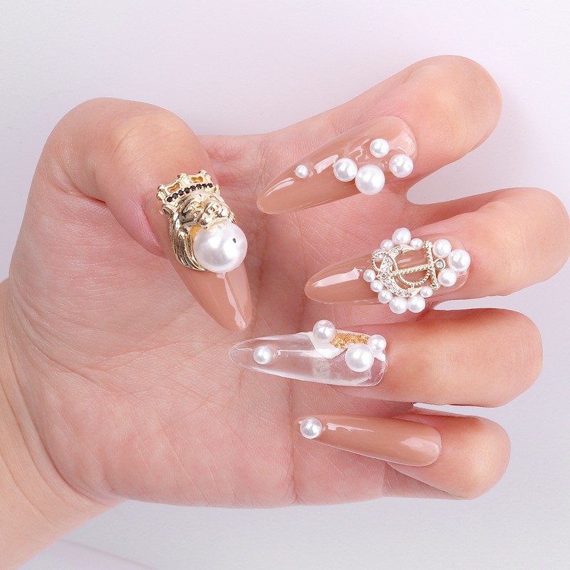 Nail Art Accessories Net Red Nail Art Real Gold Zircon Love Lion Anchor Micro Inlaid Nail Diamond Decoration G-2239