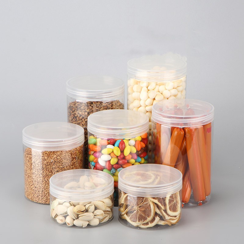 Wholesale 50pcs clear empty plastic cosmetic jars PET food jar makeup container with plastic lid food cans