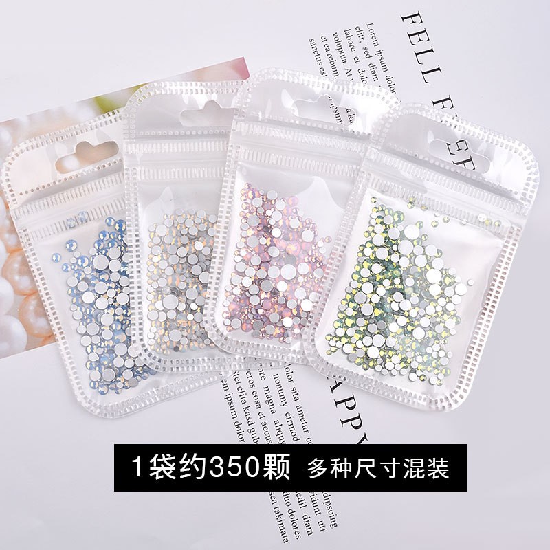 350pcs/bag Nail Art Accessories Flat Diamond Nail Diamond Glass Crystal Diamond Diamond Small Zircon Nail Art Decorations DIY