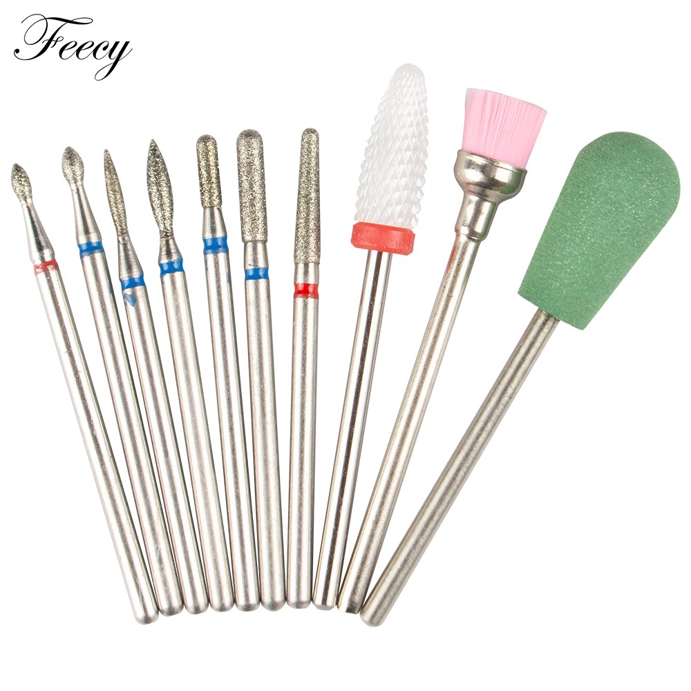 10pcs Ceramic Diamond Grinding Cutter For Manicure Set Nail Bits Grinder Cutters To Remove Gel Varnish Nail Art Accessories