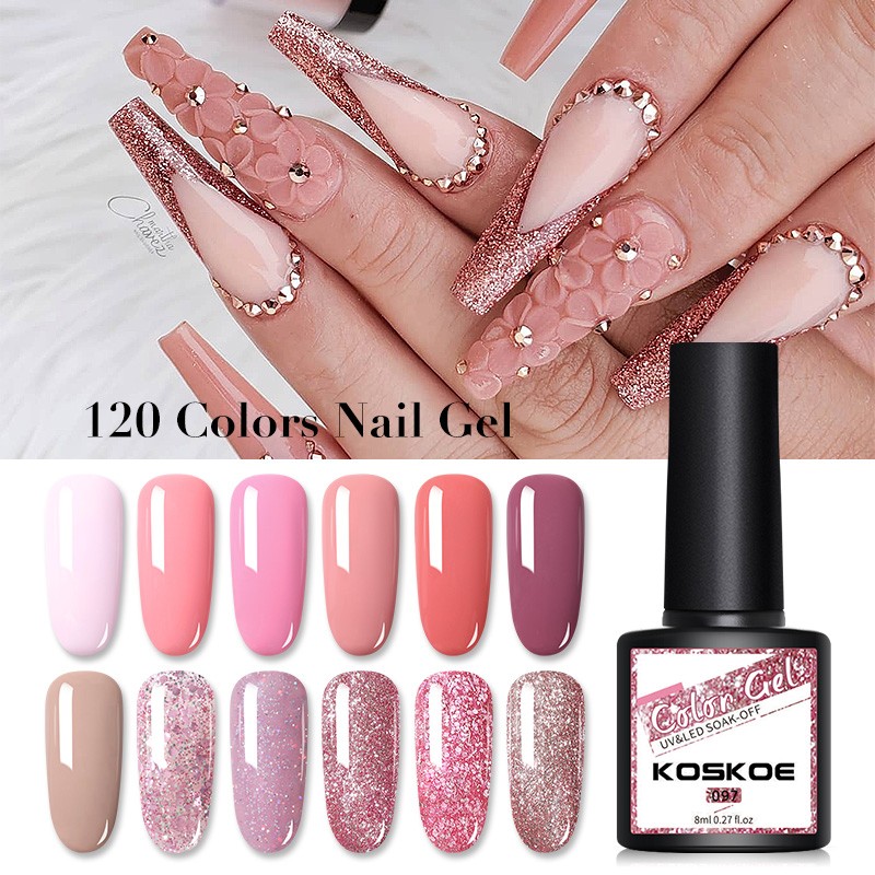 KOSKOE Gel Nail Polish Set 2/4/6pcs Hybrid Varnish Soak Off Gel UV LED Glitter Vernis Semi Permanent Nail Art Gel Polish Kit