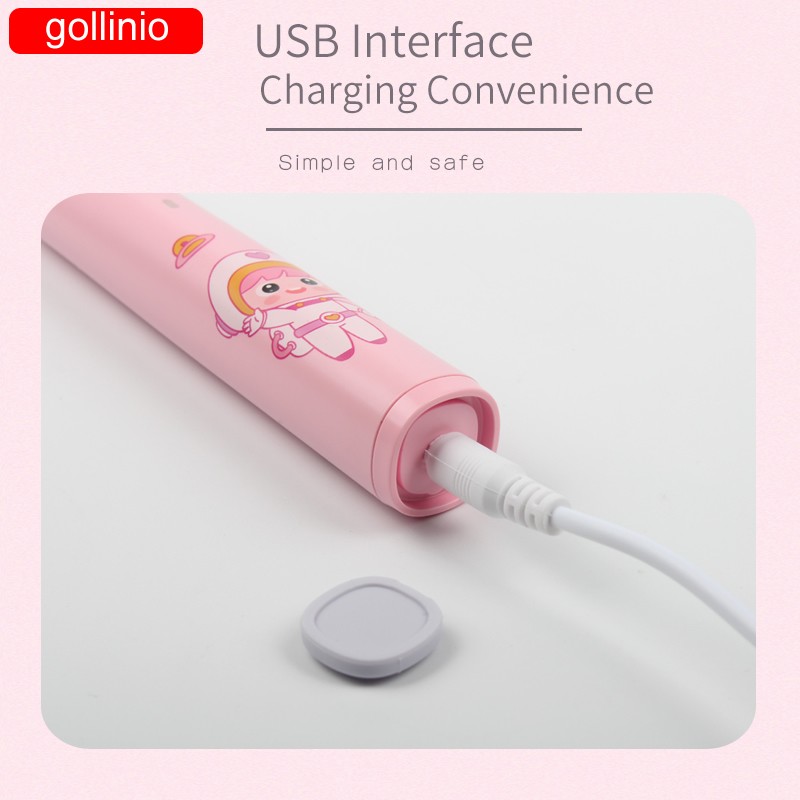 Gollinio Electric Toothbrush Kids Usb Fast Charging GL54B Children's Toothbrush Rechargeable Toothbrush Replacement Head