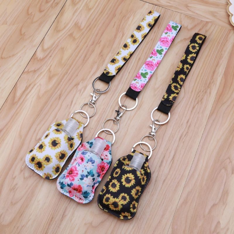 Portable 1oz Refillable Empty Travel Bottles With Keychain Holder Wristlet Set Keychain Bottle Container With Flip Caps