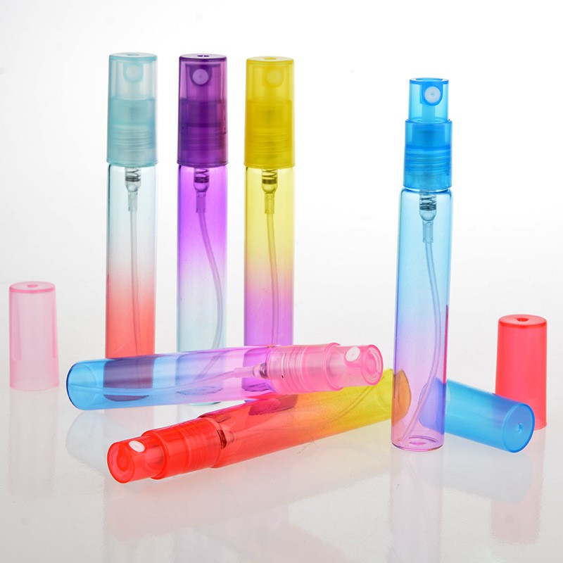 50pcs/lot 4ml 8ml Mist Spray Bottles Refillable Perfume Empty Tube Glass Travel Bottles Rainbow Color Spray