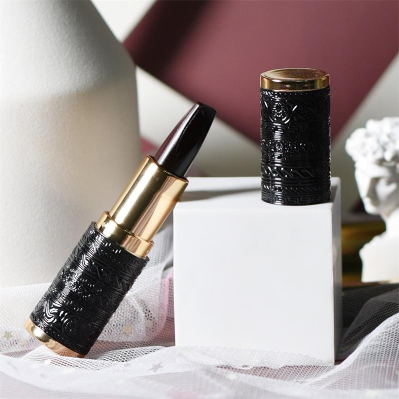 1pc Three Colors Black Lipstick Tube Rose Diamond Matte Velvet Lipstick Long Lasting Waterproof Full Color Sexy Lips Makeup