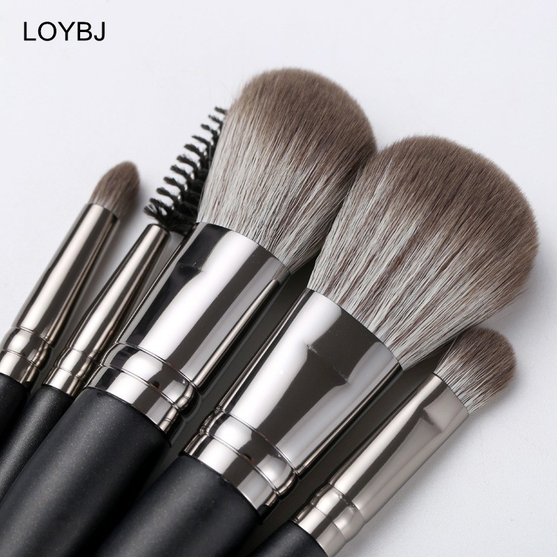 Loebig 5pcs Mini Makeup Brushes Set Powder Foundation Blush Highlighter Contour Eye Shadow Eyebrow Lash Portable Cosmetic Brush