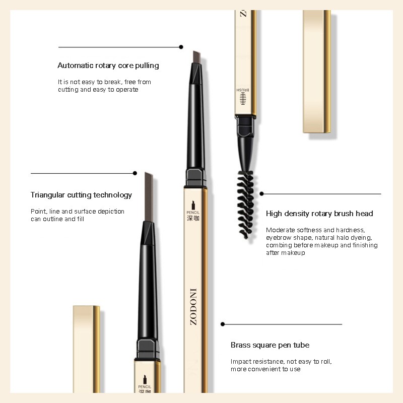 Portable Double End Eyebrow Pencil with Eyebrow Brush Durable Waterproof Sweat-proof Eye Makeup Cosmetic Tool Women Girls