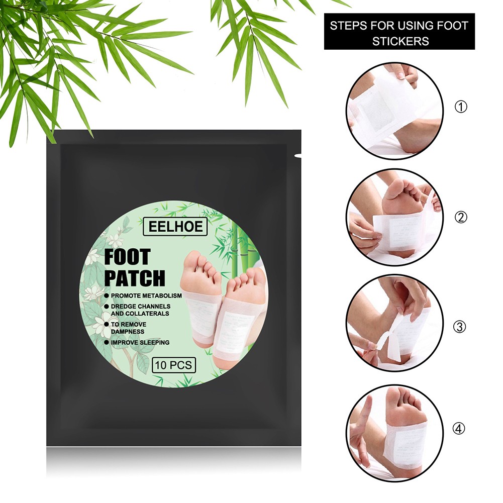 10pcs Bamboo Foot Patch Detox Weight Loss Foot Patch Promote Sleep Detox Anti Swelling Dispel Moisture Feet Supplies