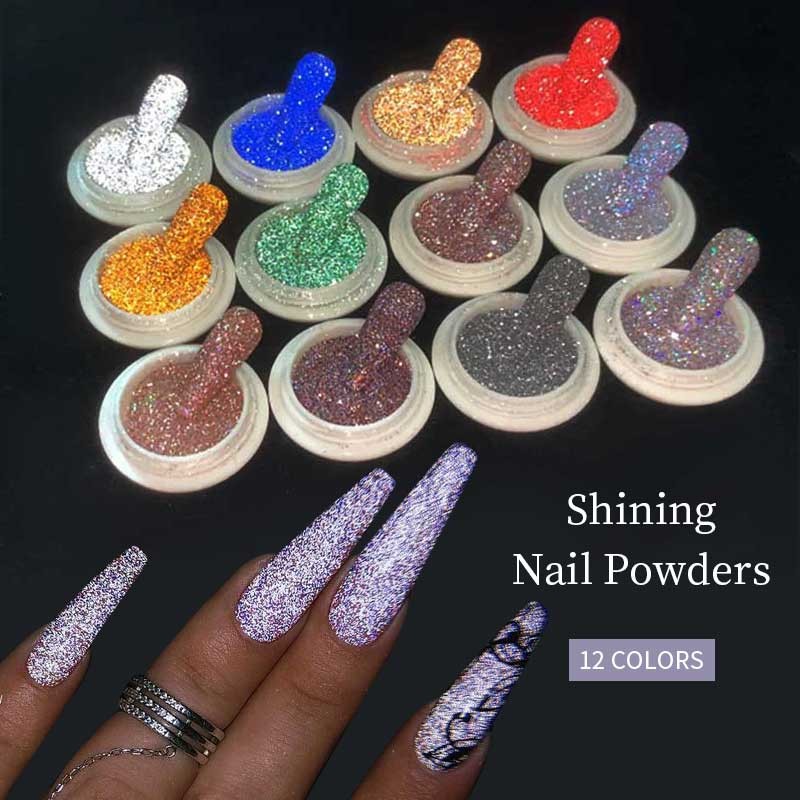 Born Pretty Reflective Glitter Powder Sea Salt Nail Powder Shining Nail Glitter Chrome Pigment Dust Hollow Powder Nail Decoration