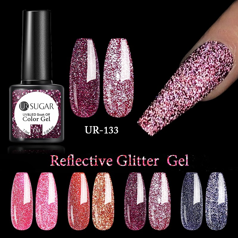 UR SUGAR 7.5ml Glitter Reflective Gel Nail Polish Manicure Nail Art Semi Permanent UV LED Nail Polish Lamp