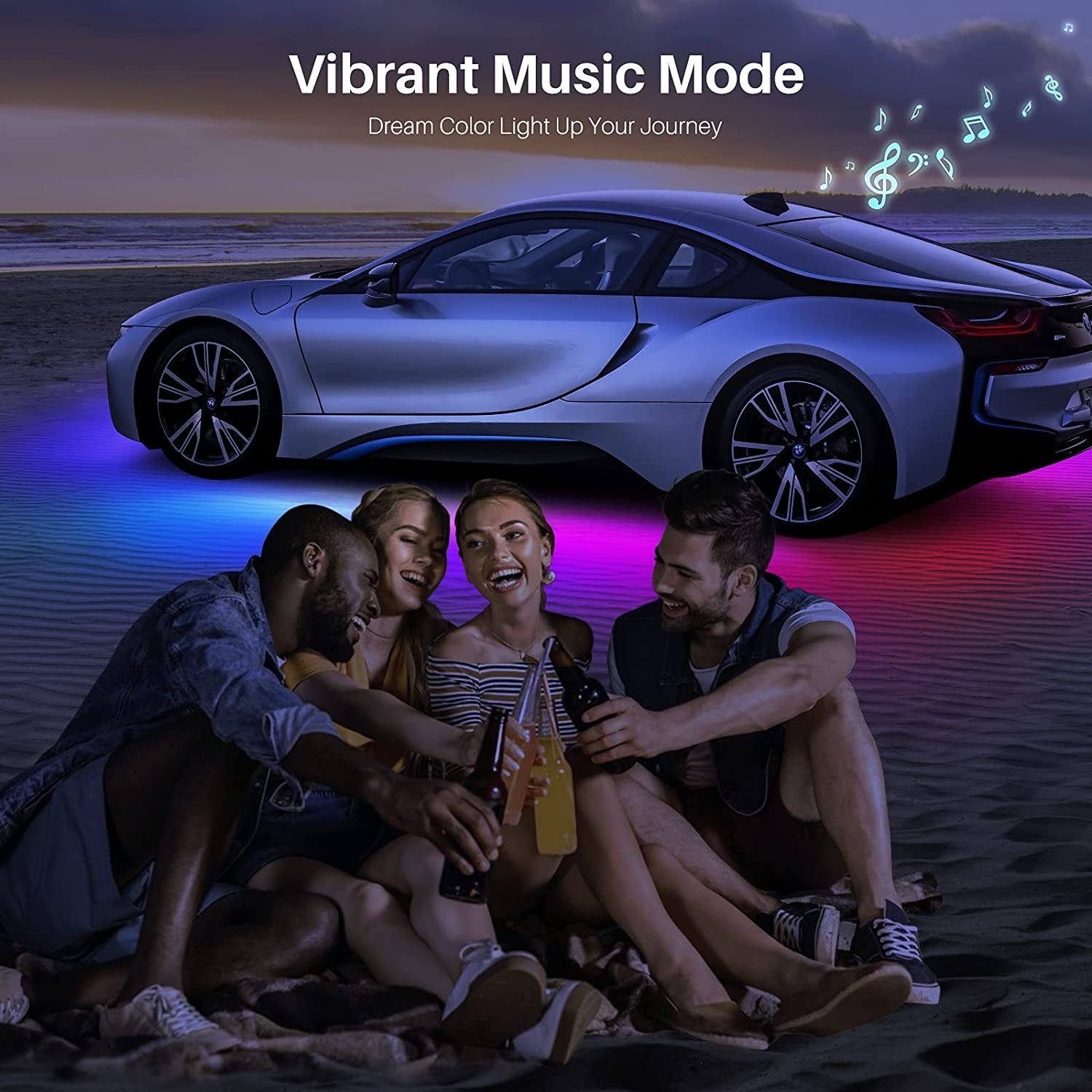 Car Underbody Lights Neon Flexible LED Strip Light Auto Underwater Lamp APP Control Flowing RGB Ambient Atmosphere Lamp