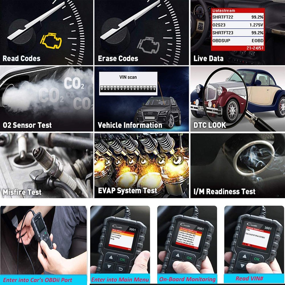 إطلاق X431 CR3001 سيارة كامل OBD2 /EOBD رمز القارئ الماسح الضوئي السيارات المهنية OBDII أدوات التشخيص pk KW310 ELM327 iCar2