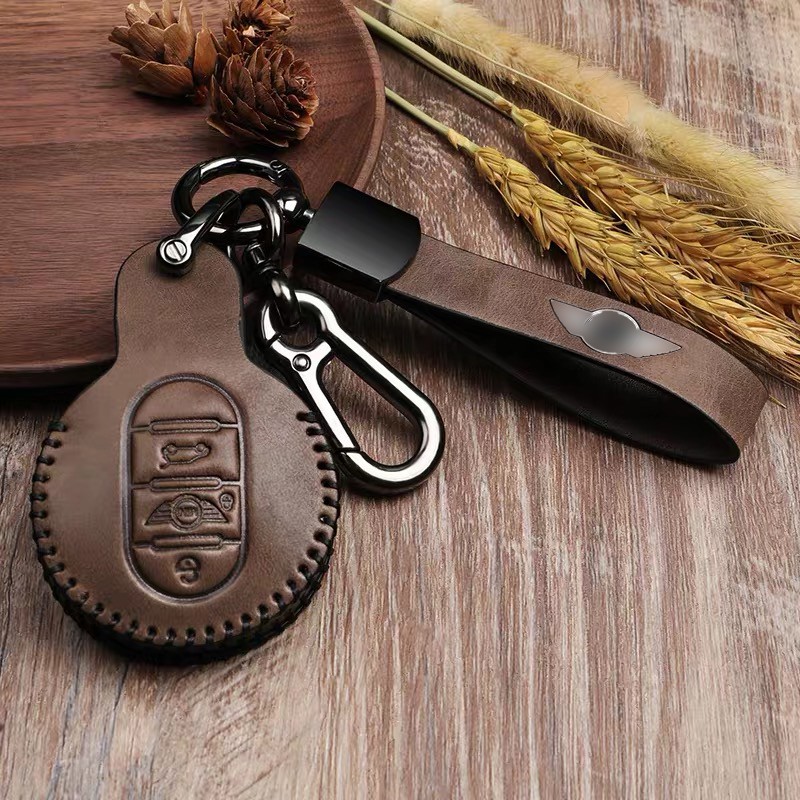 Leather Car Key Case Leather Key Case Cover For Mini Cooper Clubman Hardtop Hatchback Countryman F54 F55 F56 F57 F60 Accessories