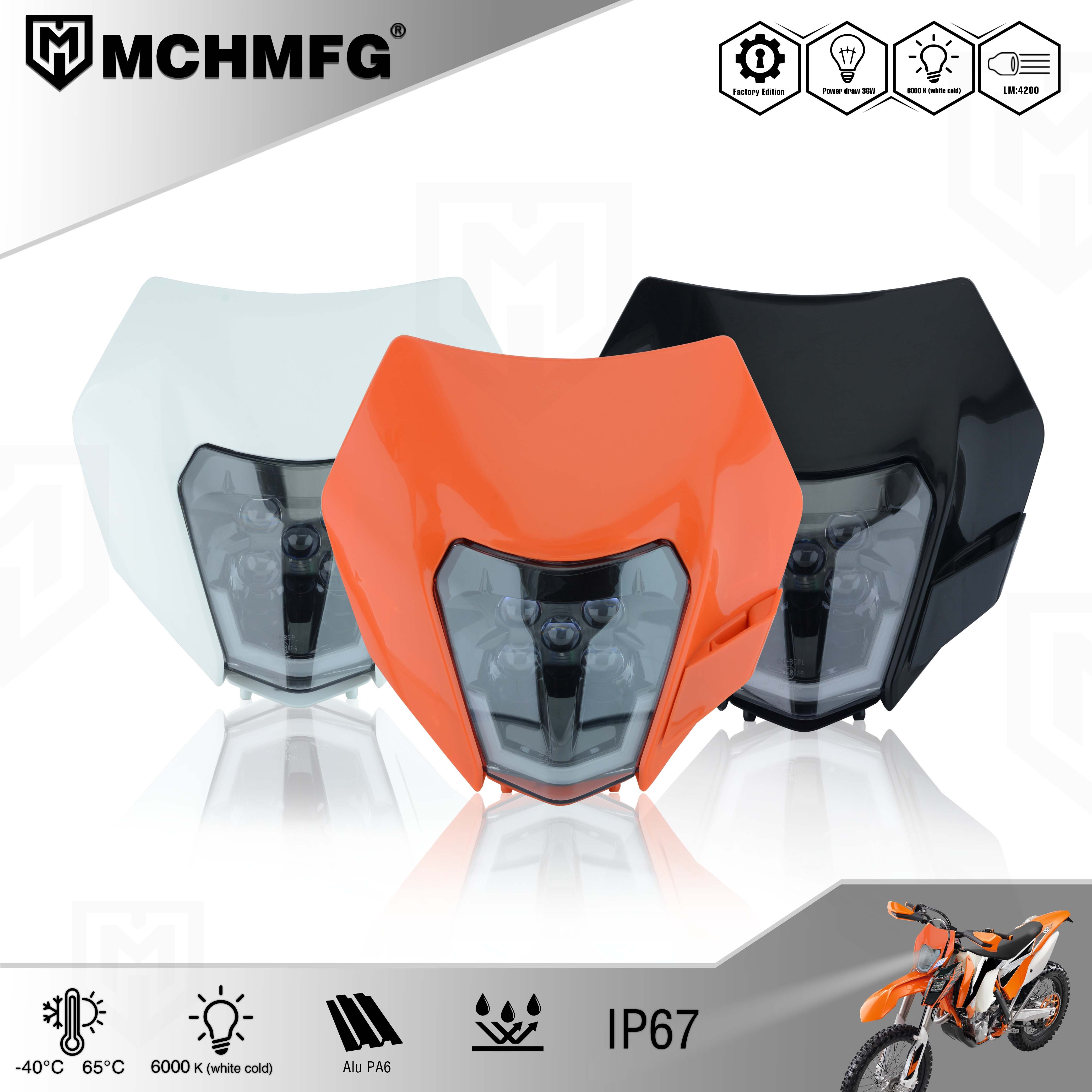 MCHMFG Motorcycle New LED Headlight Headlamp for KTM LDE for KTM EXC EXCF SX SXF XC XCF XCW XCFW 125 150 250 300 350 450 530