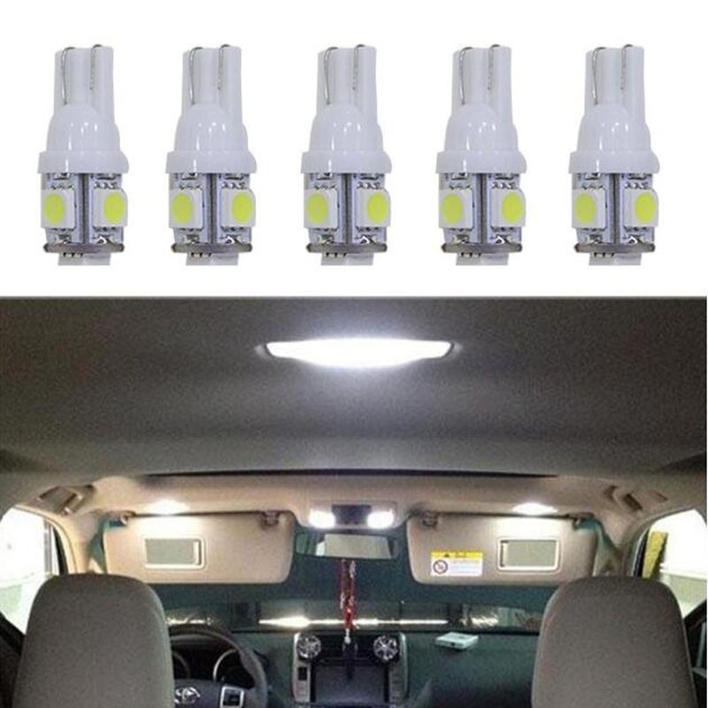 10pcs/set DC T10 5050 5SMD Car Reading Dome Light Car LED 12V Mobile License Plate Light Car Wedge Interior Side Marker Light