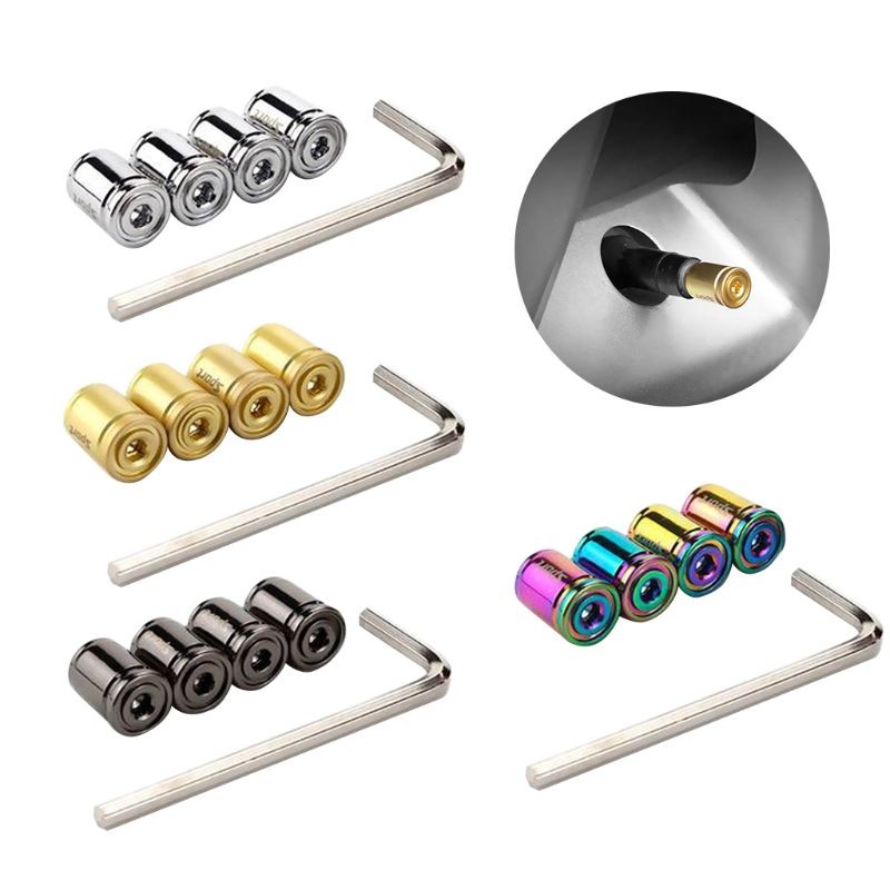 4psc Bullet Shell Universal Car Wheel Tire Valve Caps,Rim Tire Stem Covers,Aluminum Alloy Car Styling Parts Accessories