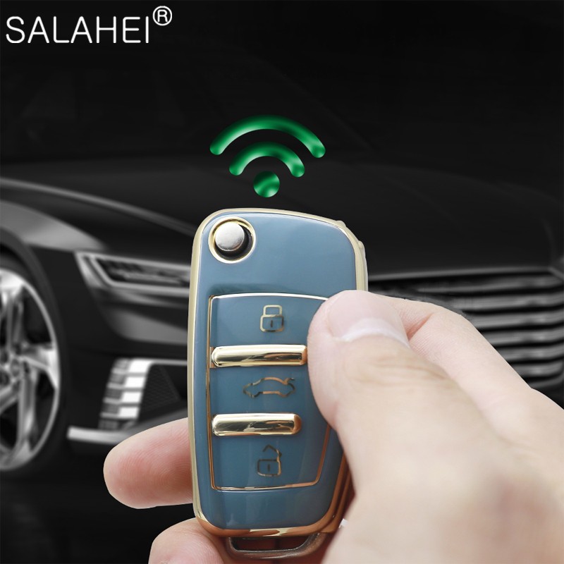 TPU Car Key Cases Cover Shell For Audi A3 A4 A5 C5 C6 8L 8P B6 B7 B8 C6 RS3 Q3 Q7 TT 8L 8V S3 Interior Accessories Keychain