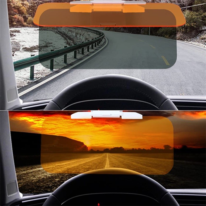 Car Anti Glare Sun Visor 2 in 1 Universal Sunshade Night Vision Anti Dazzle Windshield Driving Visor Clip On Sun Visor Extender