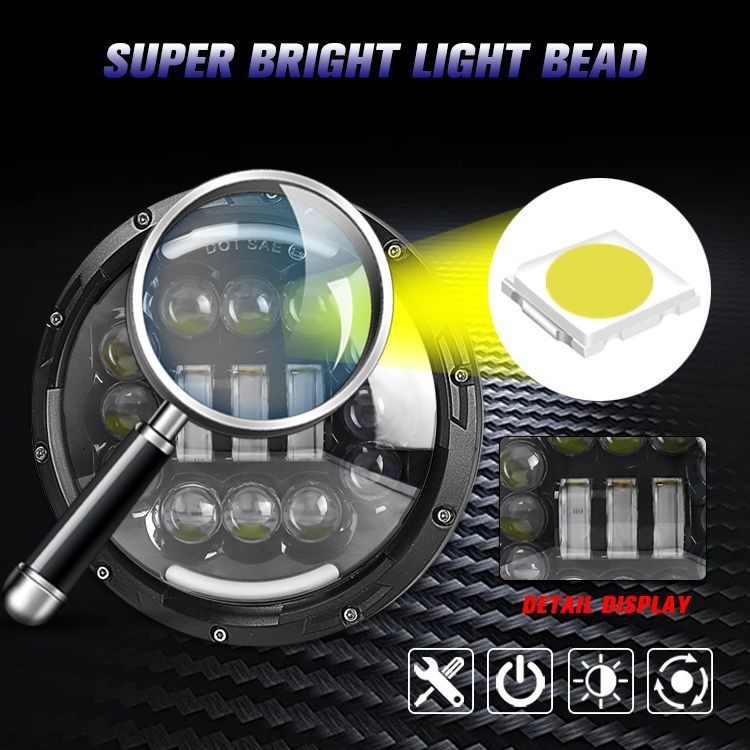 45W/60W/75W/80W/90W Car Led 7 Inch Car Accessories Angel Eyes H4 Led Headlight For Lada Niva 4X4 Uaz Hunter Hummer