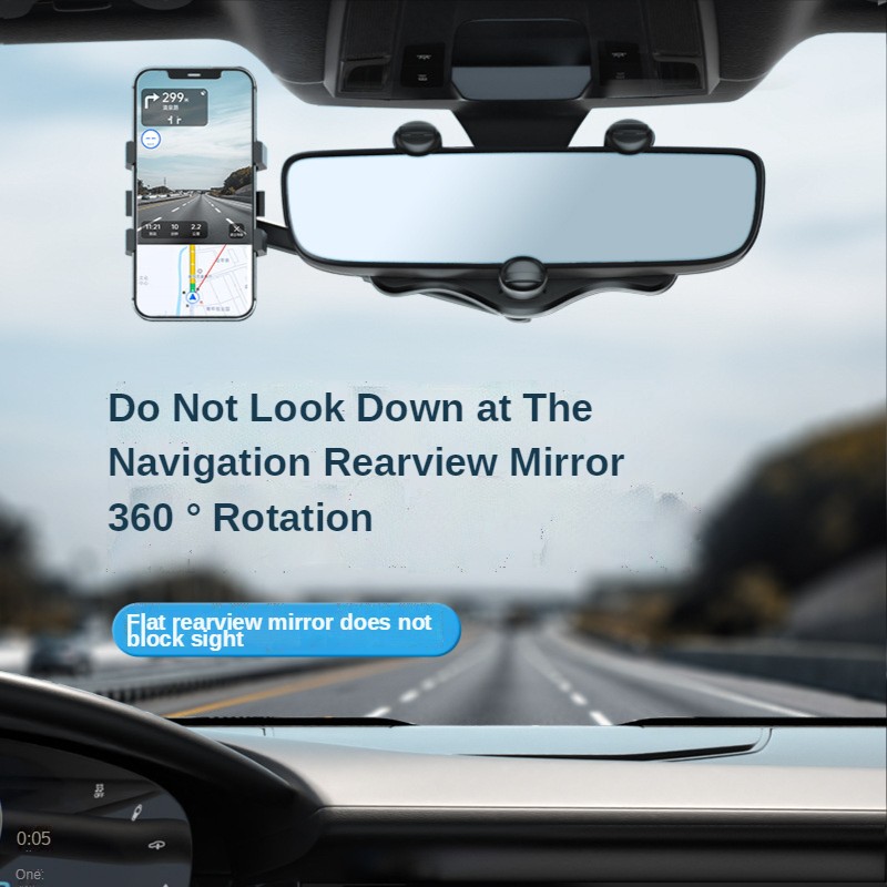 360 degree rearview mirror phone holder for phone car mount and holder GPS universal rotating adjustable telescopic car phone holder