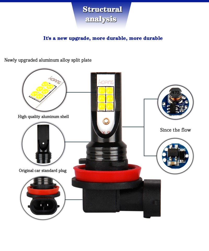 2 قطعة H8 H9 H11 LED لمبة H16 9005 HB3 9006 HB4 Led مصباح السوبر مشرق سيارة الضباب أضواء يوم القيادة تشغيل ضوء أبيض أزرق ذهبي