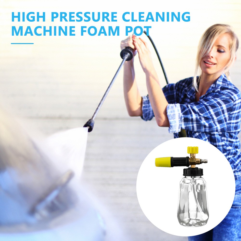 High Pressure Washer Foam Pot 1/4 Male Connector Transparent Foam Pot Auto High Pressure Foam Spray Cleaning Tool