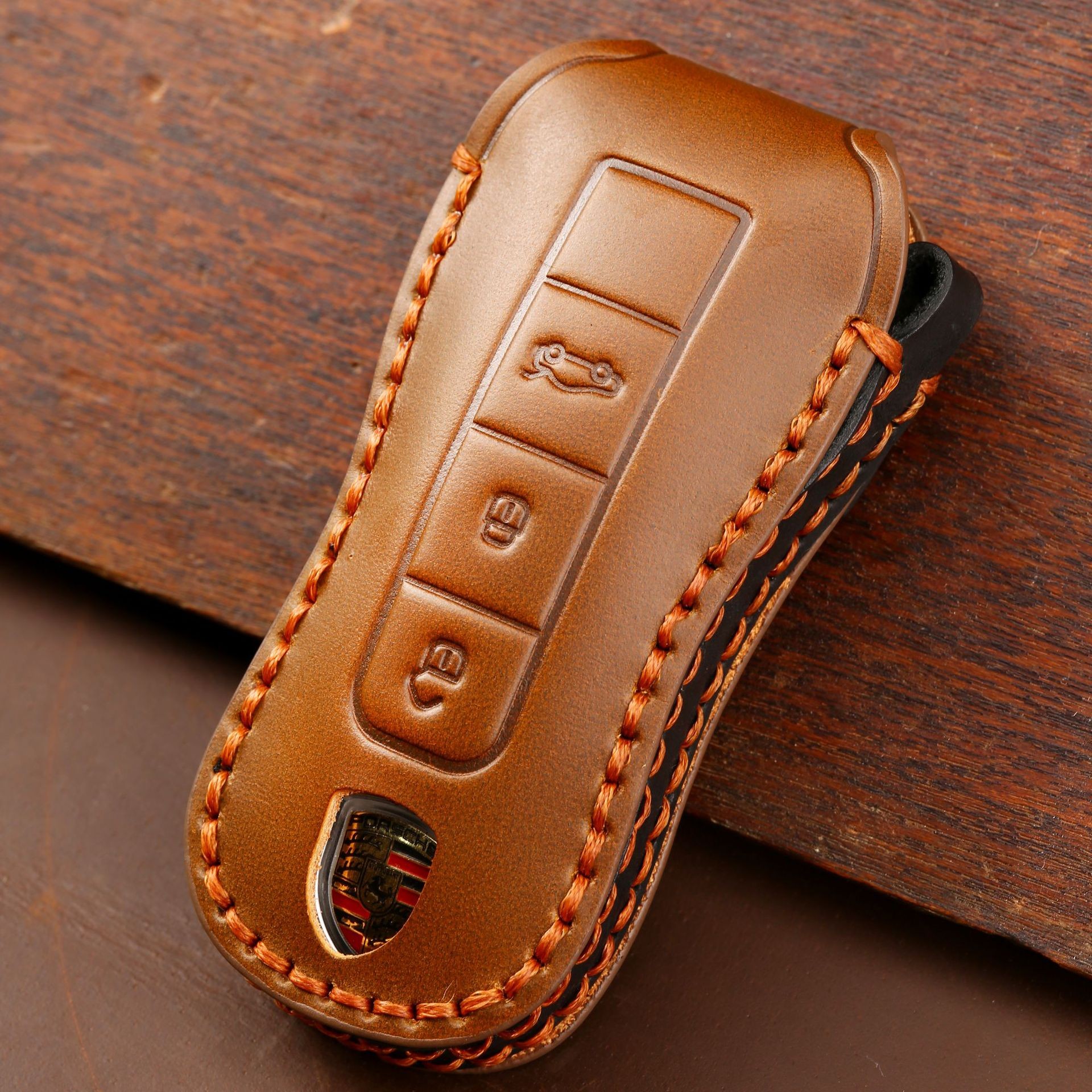 New Luxury Genuine Leather Car Key Cover Case For Porsche Macan 718 Cayenne Palmer Lamela 911 Keychain Holder Car Accessories