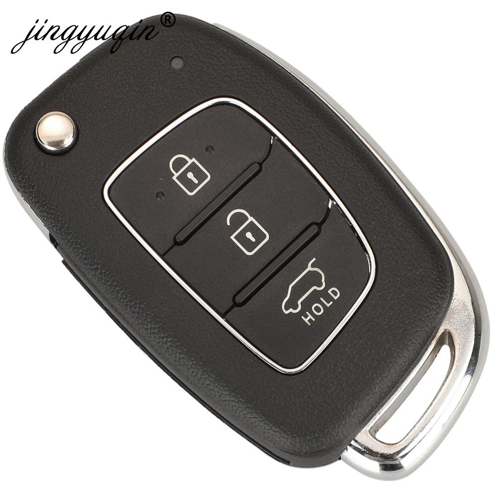 jingyuqin 10pcs Remote Car Key Flip Shell For Hyundai Santa Fe Creta Elantra Verna Solaris IX25 IX35 IX45 HB20 Horizontal Blade